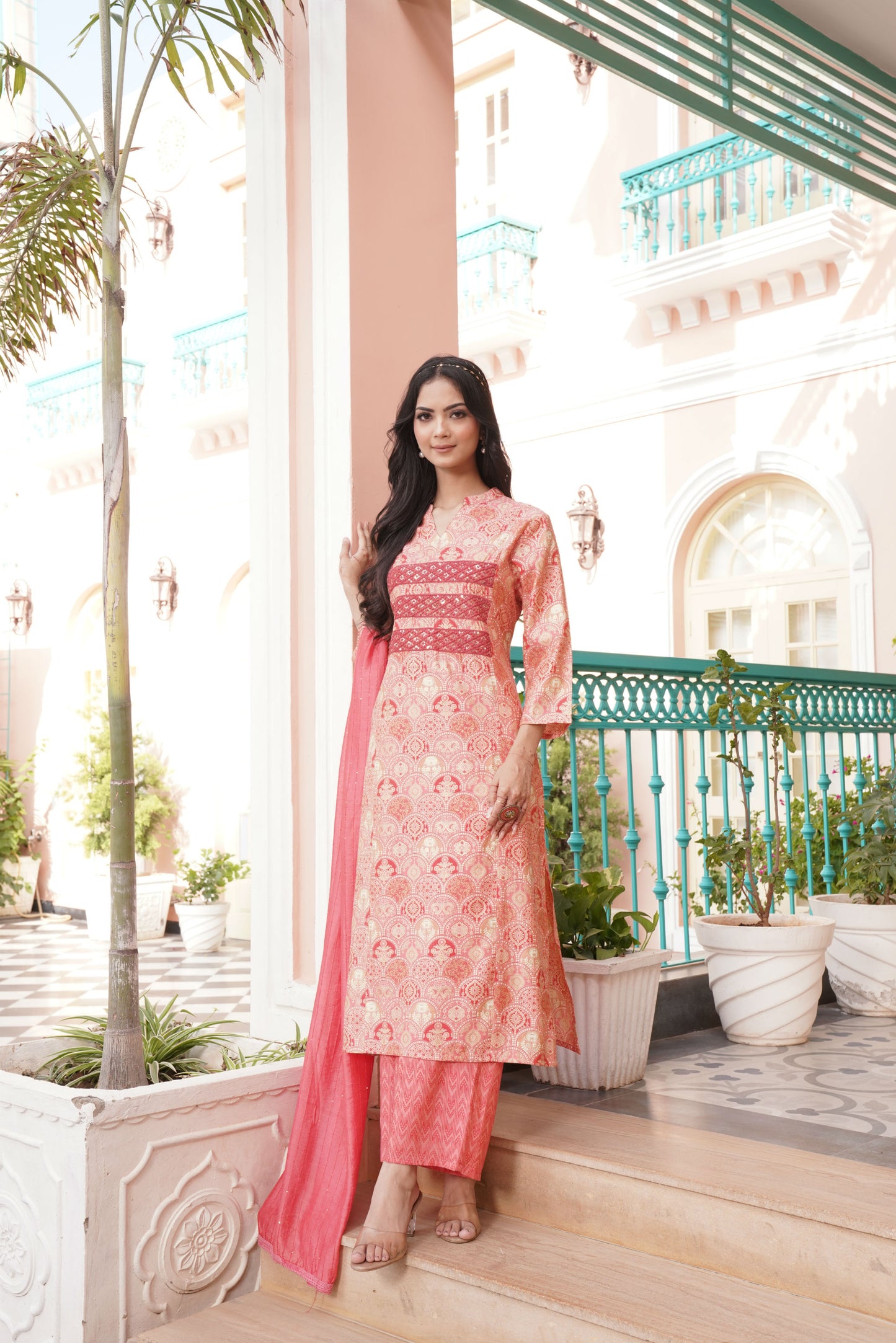 Charu (Modal Chanderi) - Pink