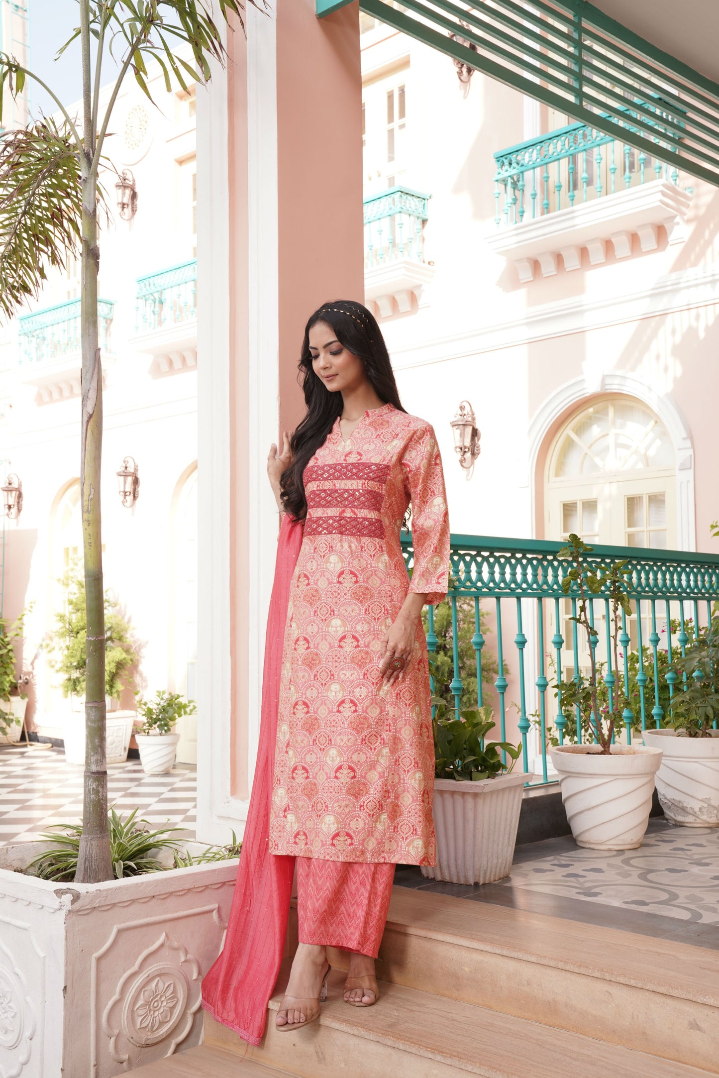 Charu (Modal Chanderi) - Pink