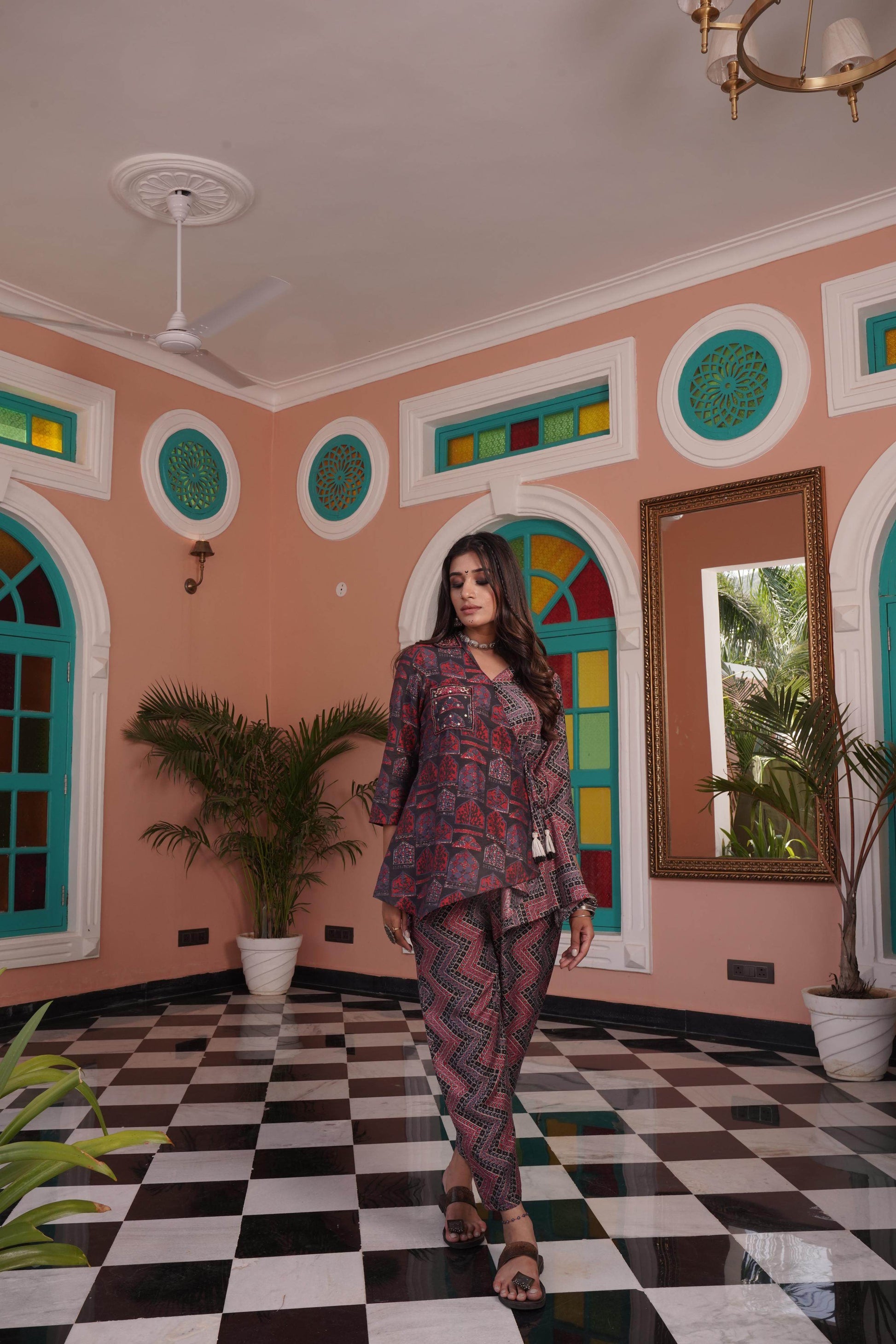 Atrangi Chanderi Red Co-Ord Set - BulBul