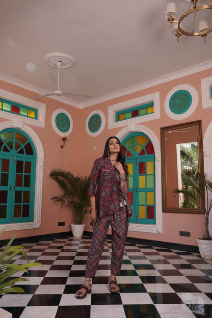 Atrangi Chanderi Red Co-Ord Set - BulBul