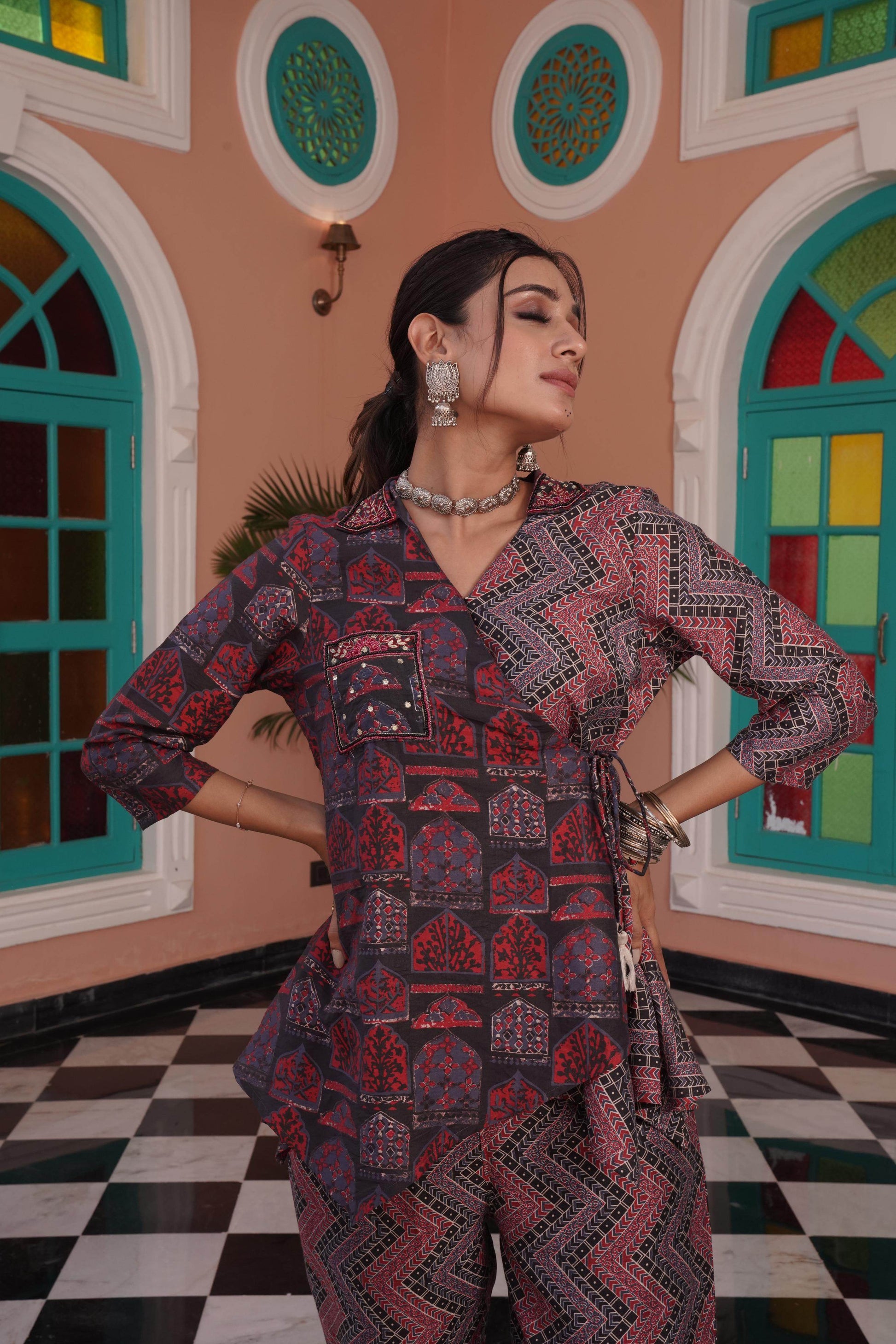 Atrangi Chanderi Red Co-Ord Set - BulBul