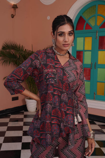 Atrangi Chanderi Red Co-Ord Set - BulBul