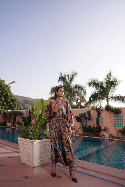 Anushree Chanderi Blue Co-Ord Set - BulBul