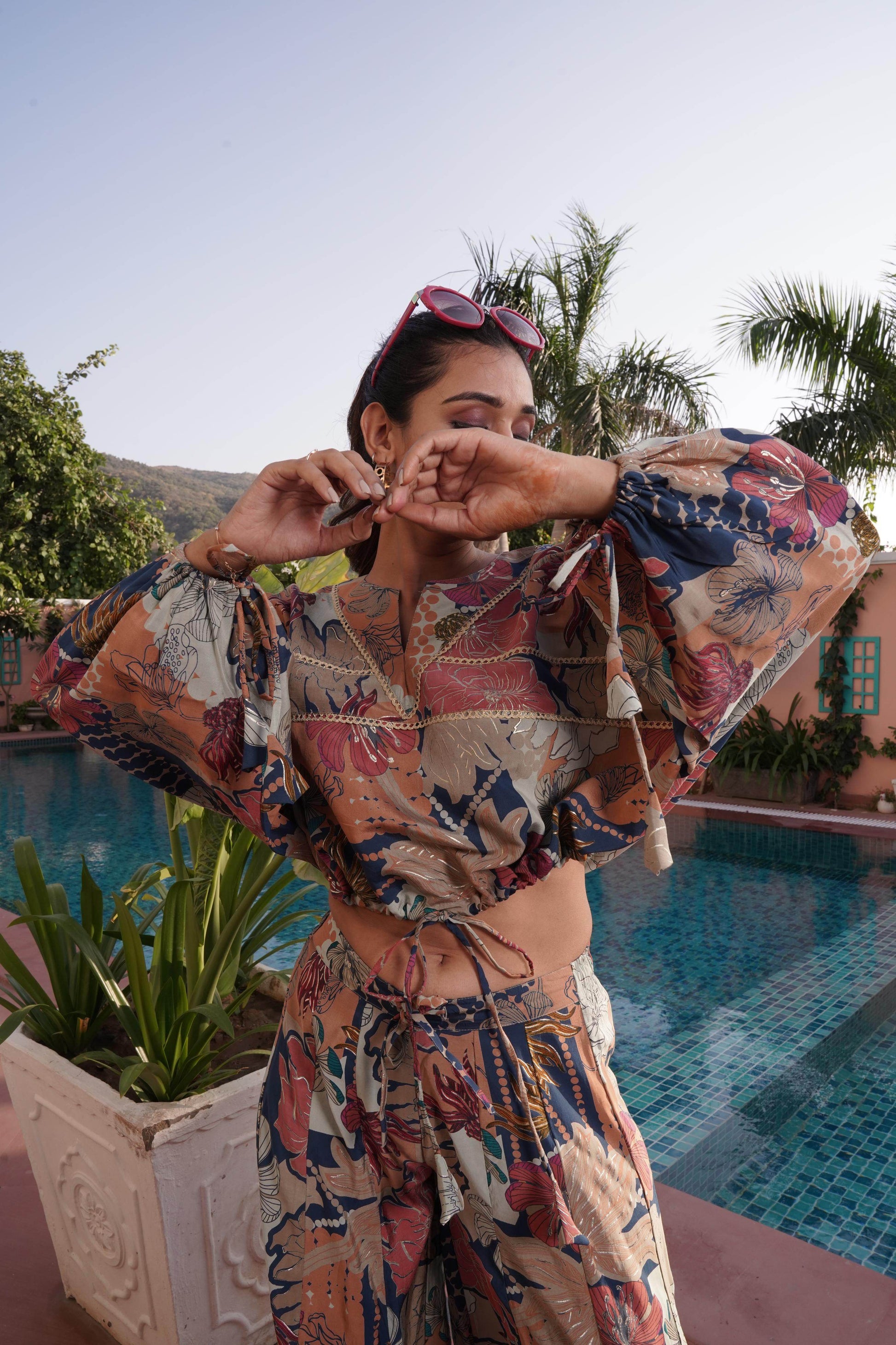 Anushree Chanderi Blue Co-Ord Set - BulBul