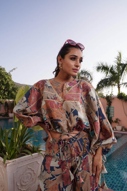 Anushree Chanderi Blue Co-Ord Set - BulBul