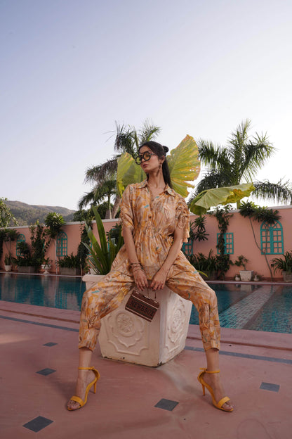 Ishika Yellow Chanderi Co-Ord Set - BulBul