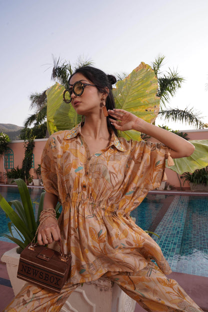 Ishika Yellow Chanderi Co-Ord Set - BulBul