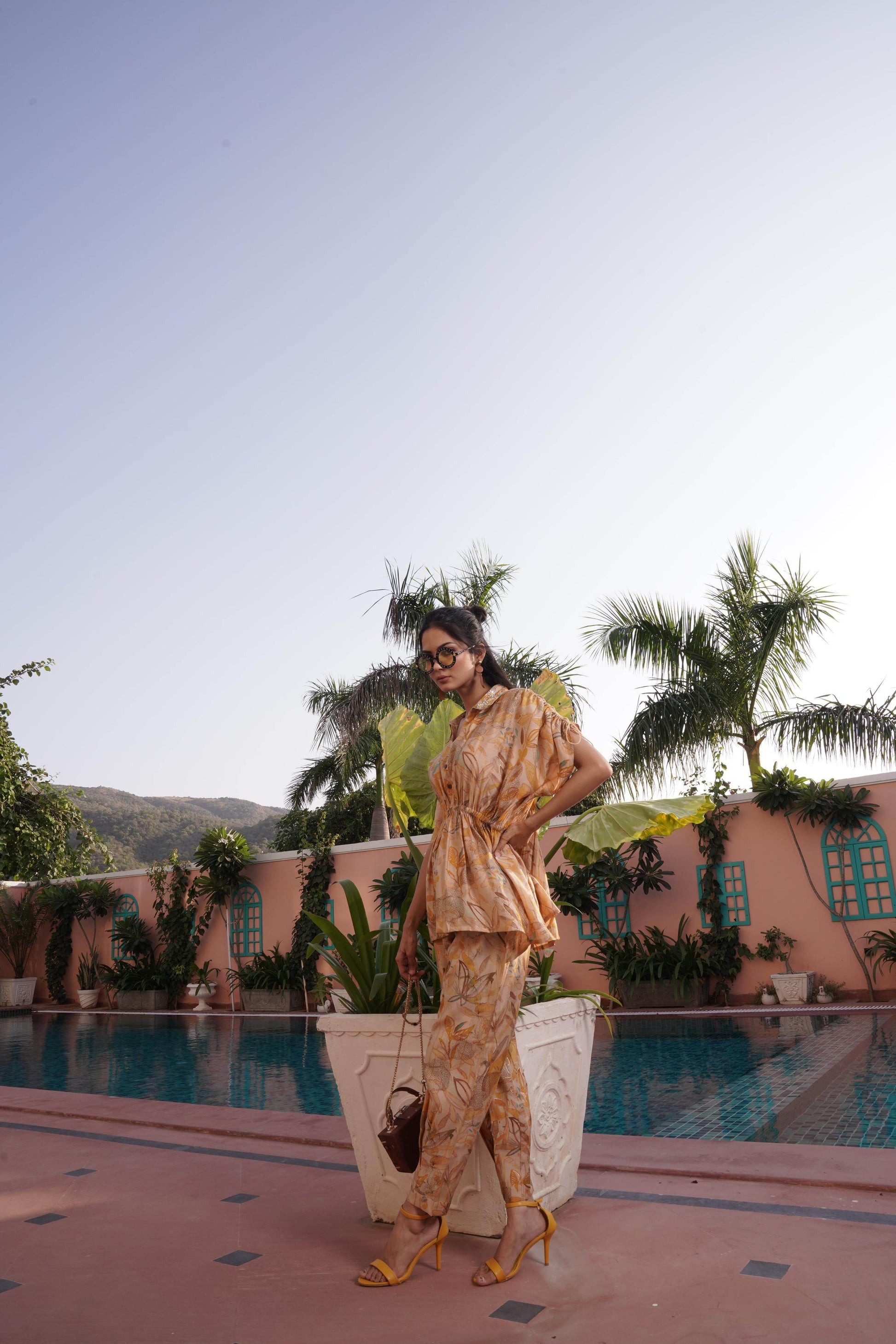 Ishika Yellow Chanderi Co-Ord Set - BulBul