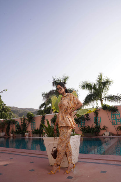 Ishika Yellow Chanderi Co-Ord Set - BulBul