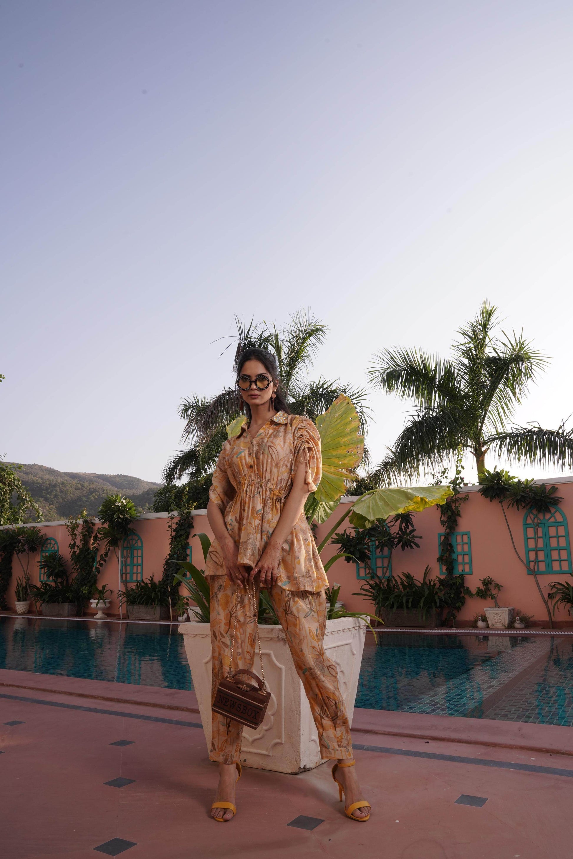 Ishika Yellow Chanderi Co-Ord Set - BulBul