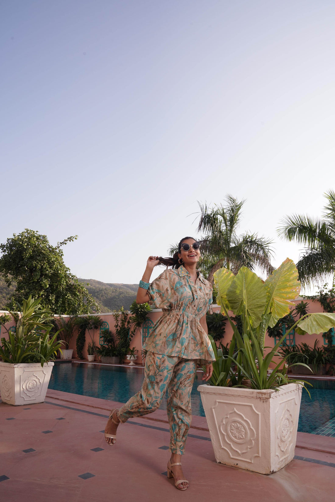 Ishika Blue Chanderi Co-Ord Set - BulBul