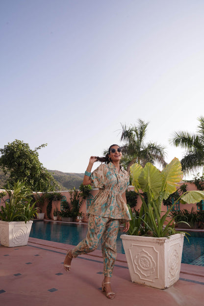 Ishika Blue Chanderi Co-Ord Set - BulBul