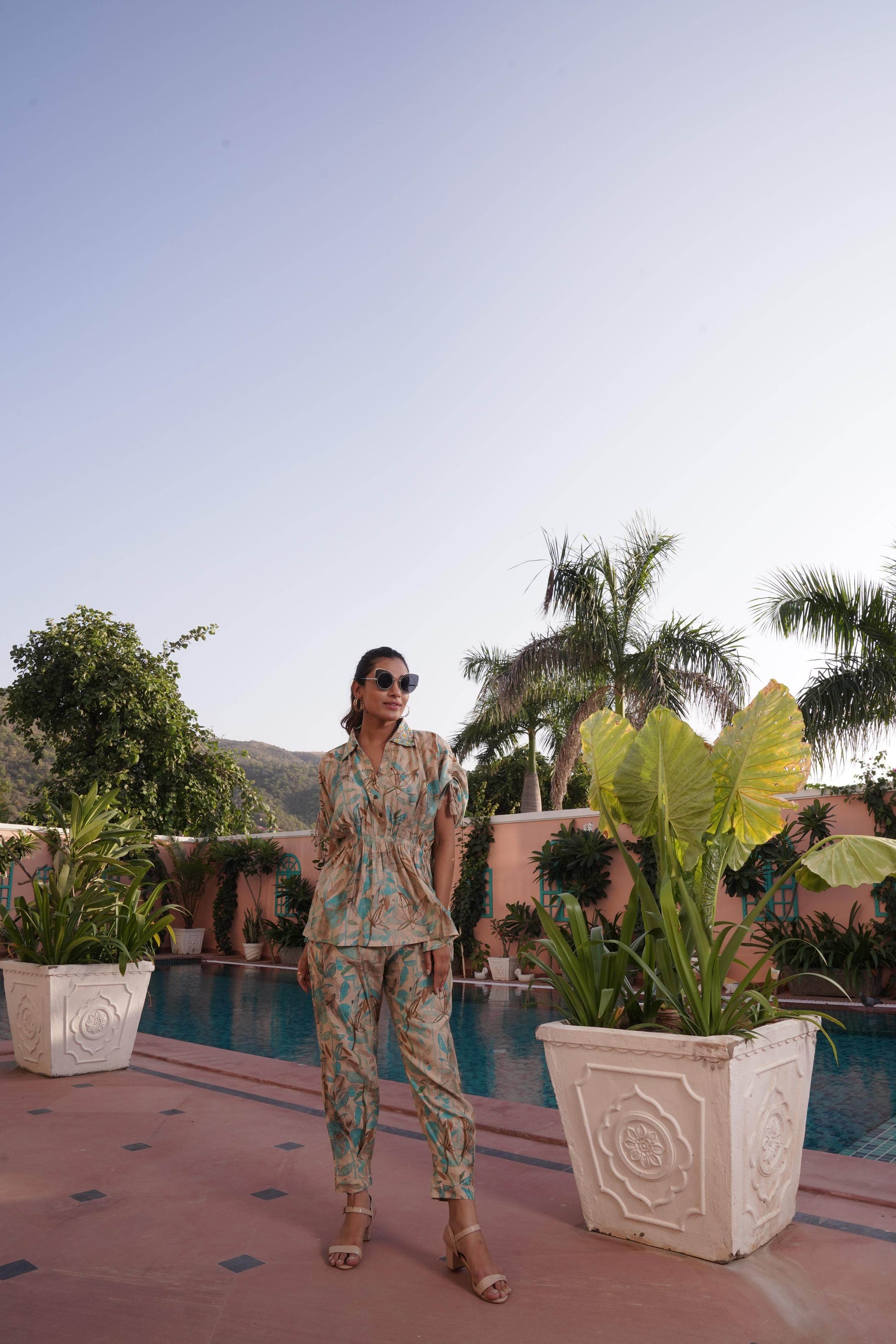 Ishika Blue Chanderi Co-Ord Set - BulBul