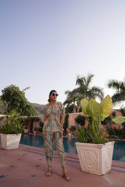 Ishika Blue Chanderi Co-Ord Set - BulBul