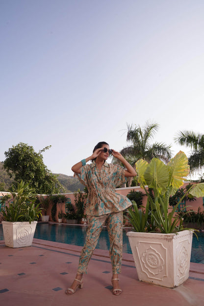 Ishika Blue Chanderi Co-Ord Set - BulBul