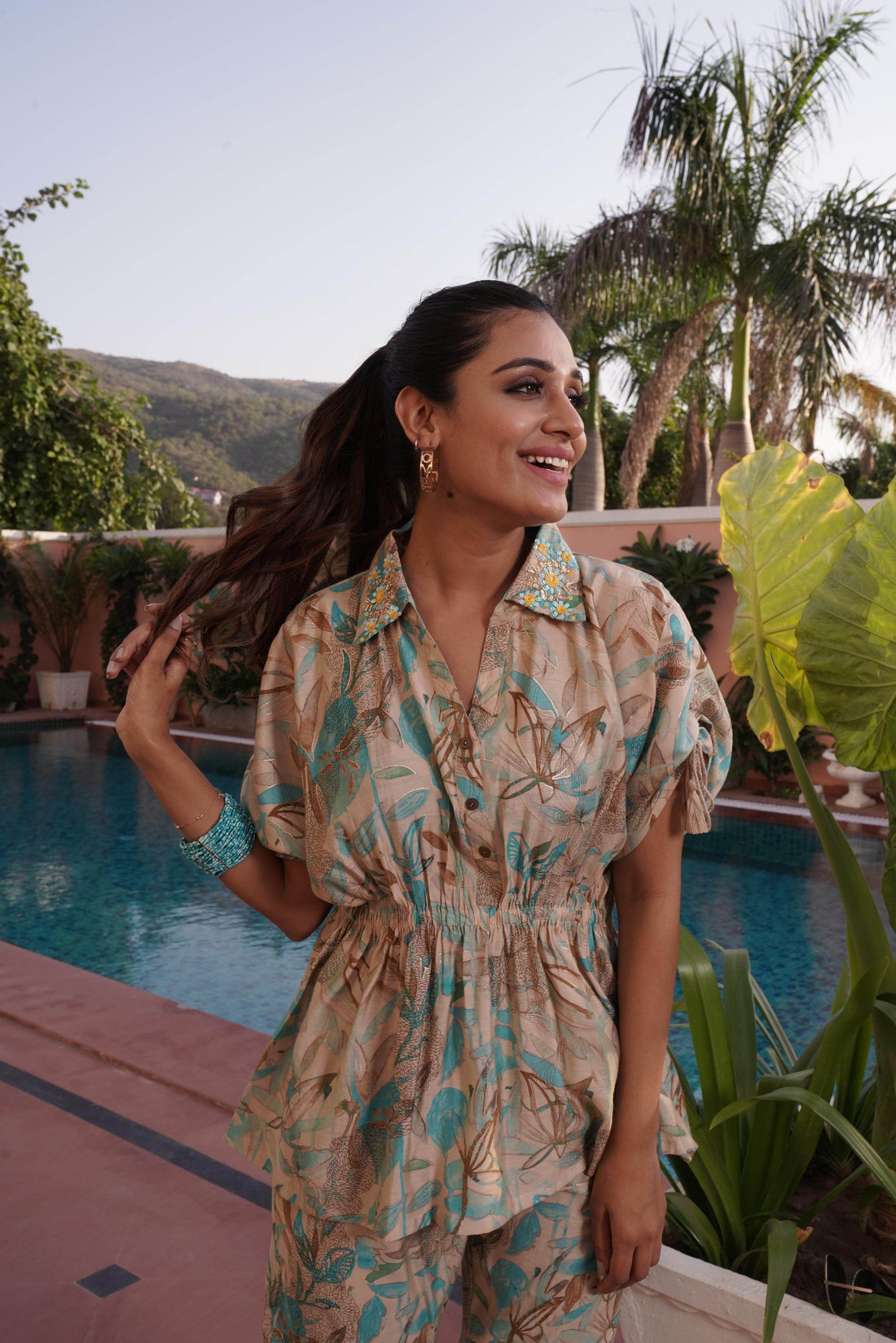 Ishika Blue Chanderi Co-Ord Set - BulBul