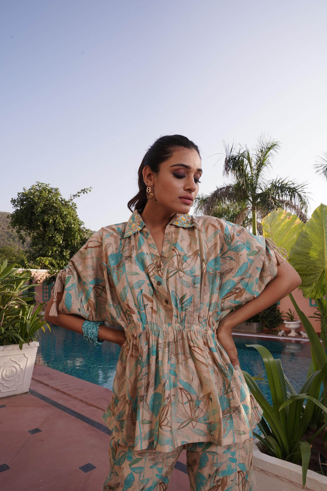 Ishika Blue Chanderi Co-Ord Set - BulBul