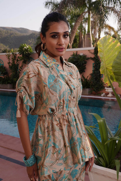 Ishika Blue Chanderi Co-Ord Set - BulBul