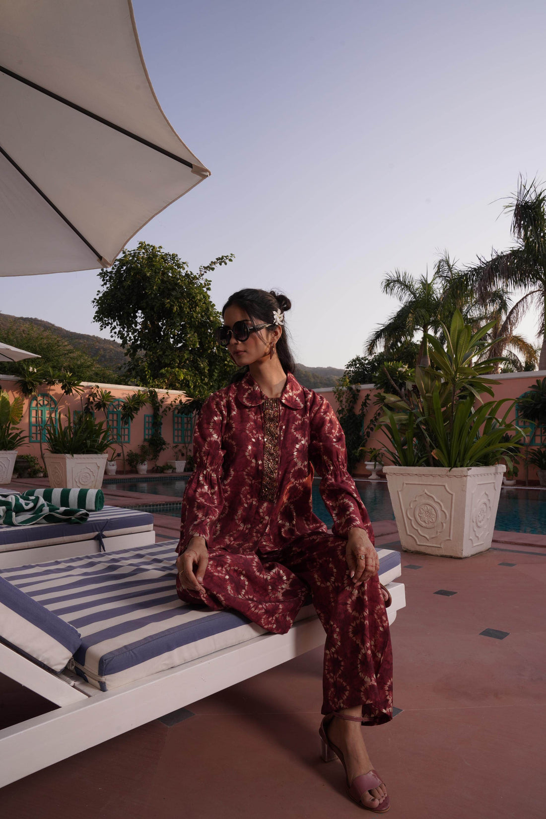 Aneri Maroon Chanderi Co-Ord Set - BulBul