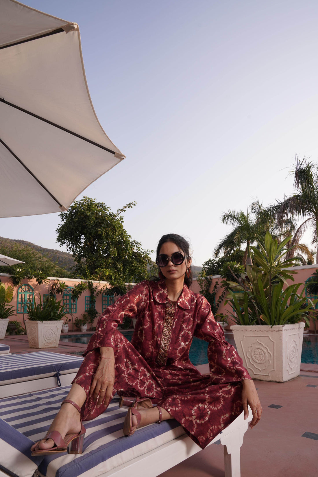 Aneri Maroon Chanderi Co-Ord Set - BulBul