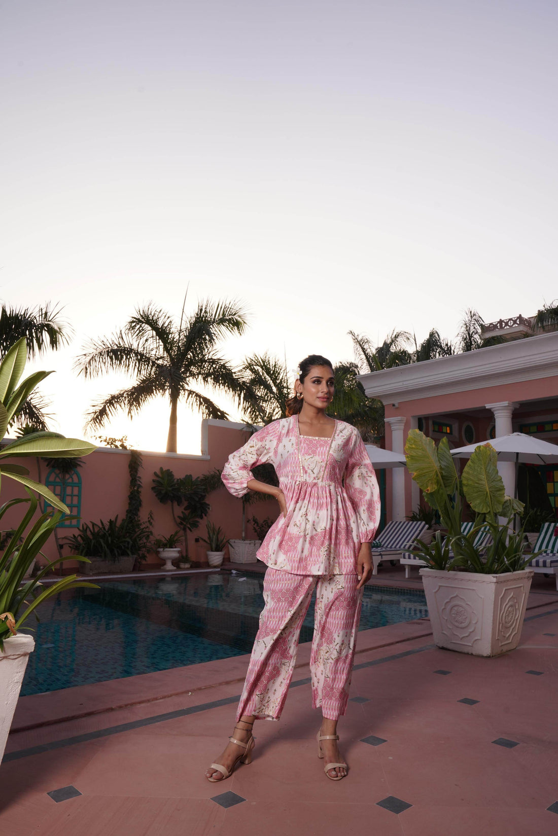 Dhriti Pink Chanderi Co-Ord Set - BulBul