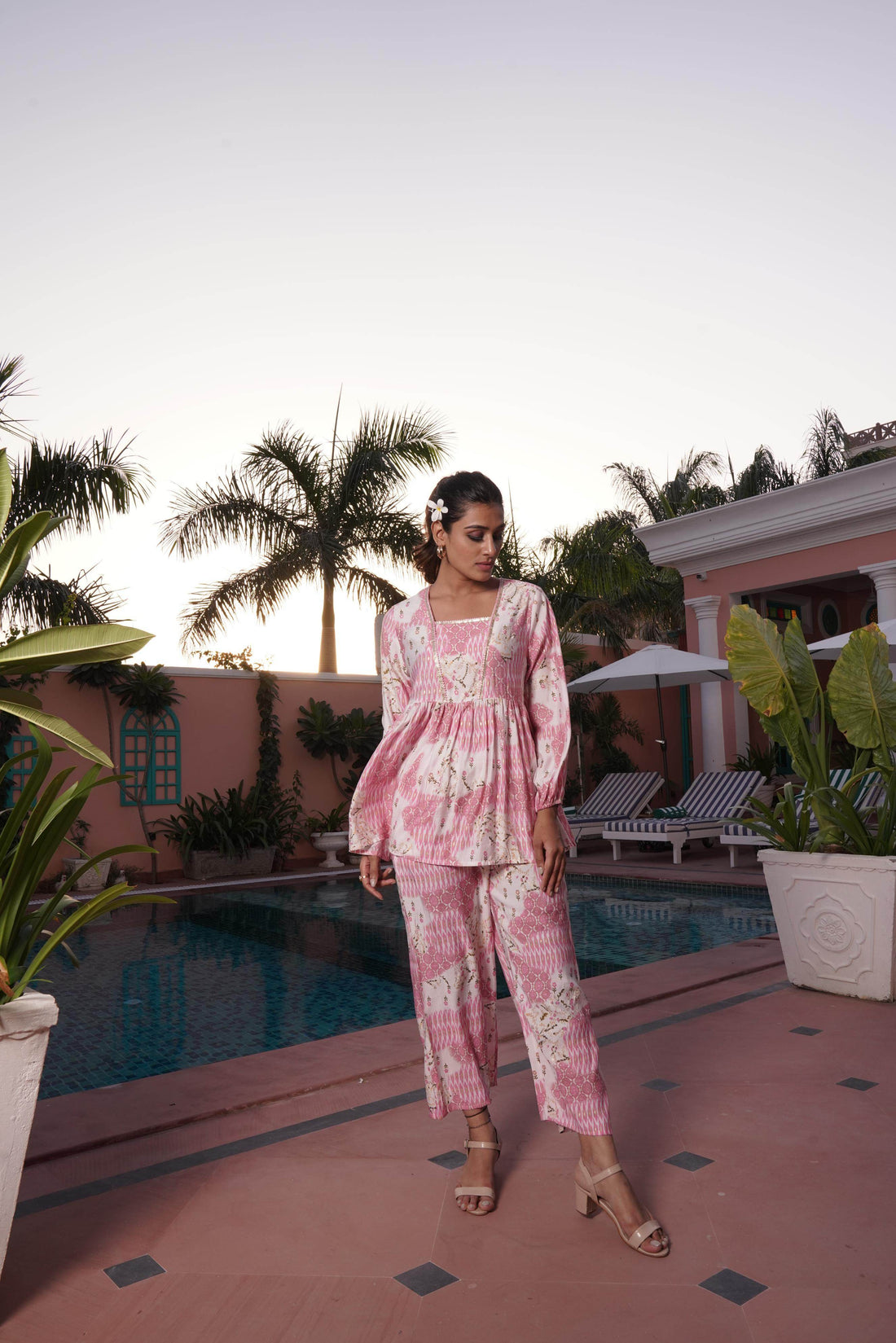 Dhriti Pink Chanderi Co-Ord Set - BulBul