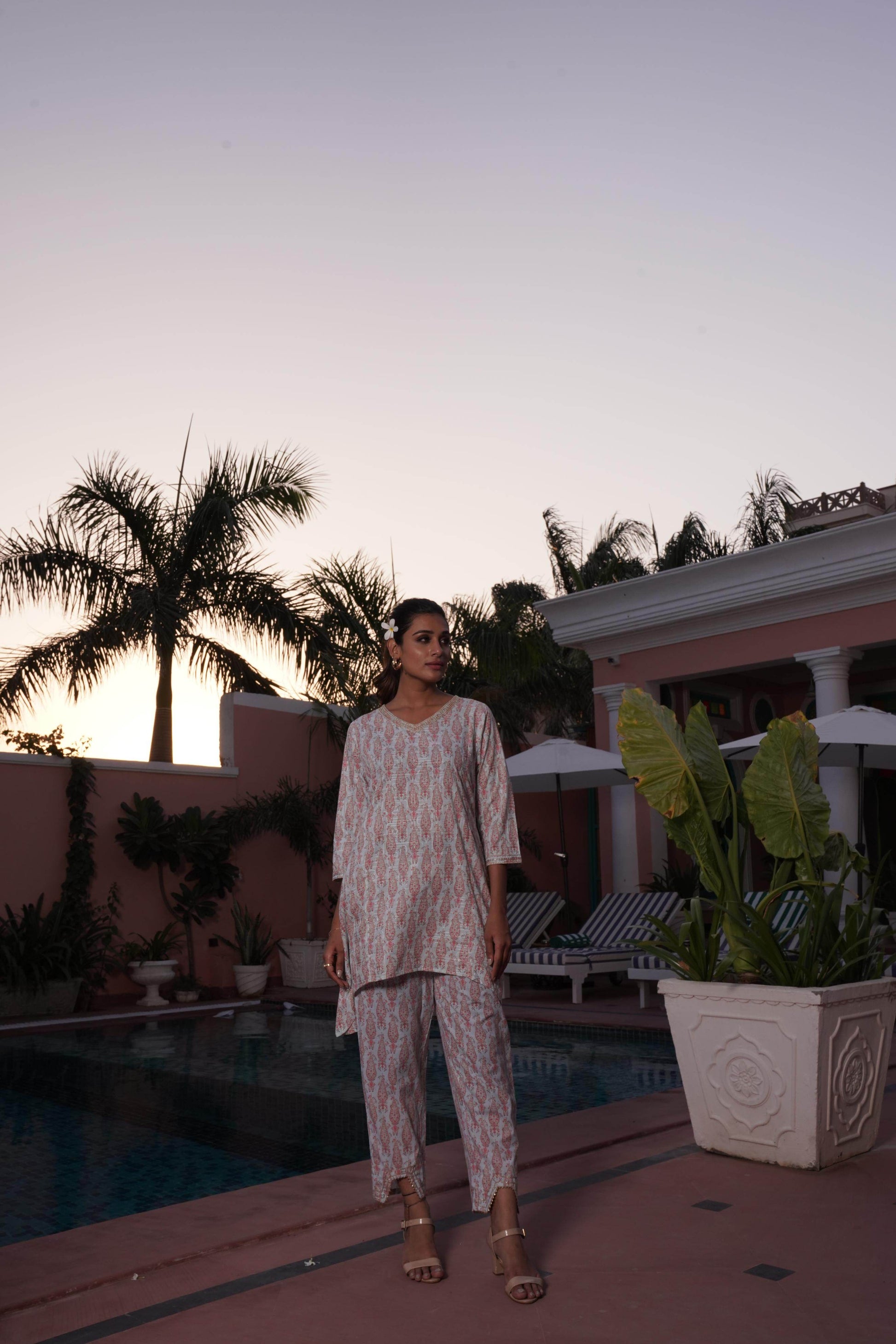 Henna Pink Cotton Co-Ord Set - BulBul