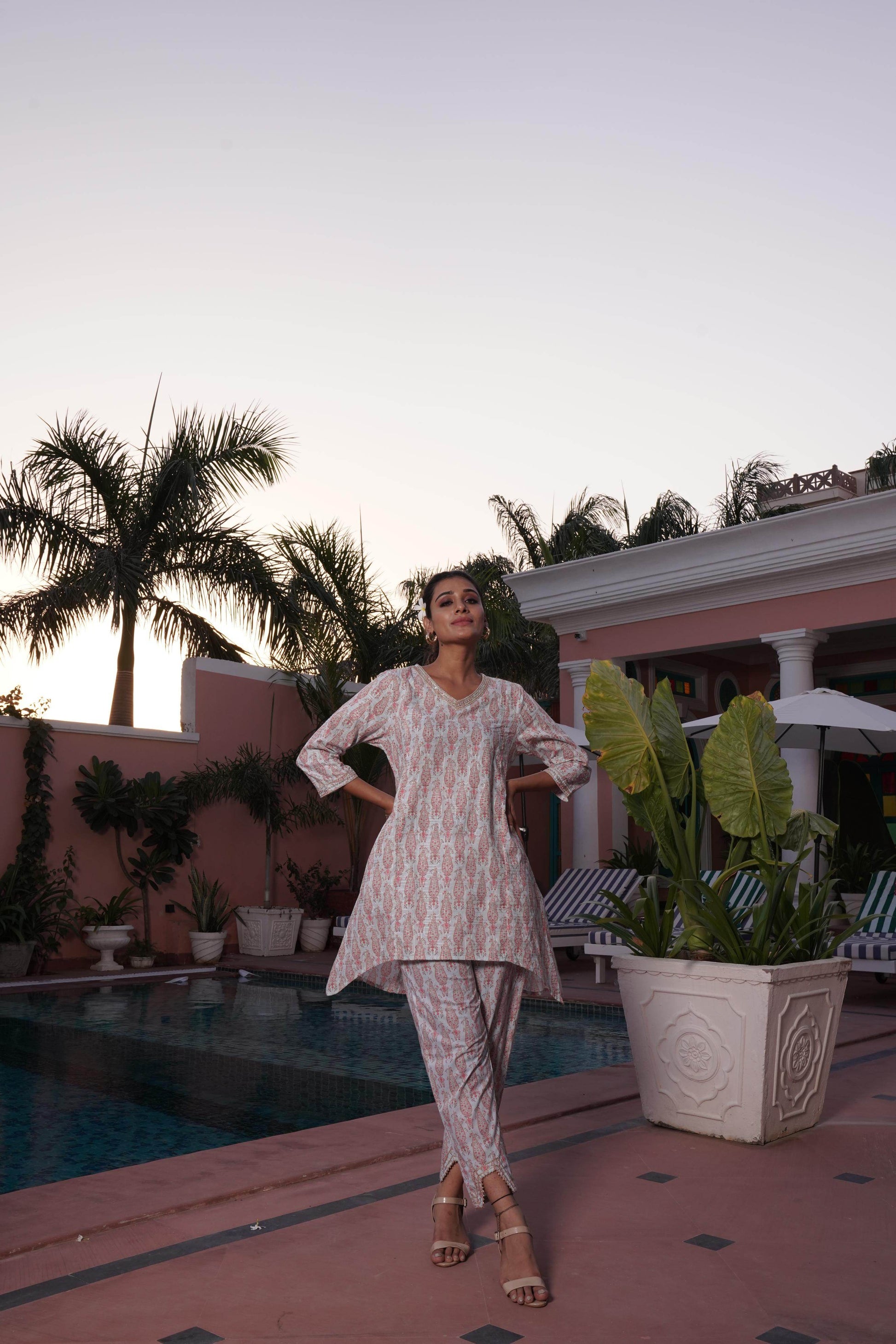 Henna Pink Cotton Co-Ord Set - BulBul