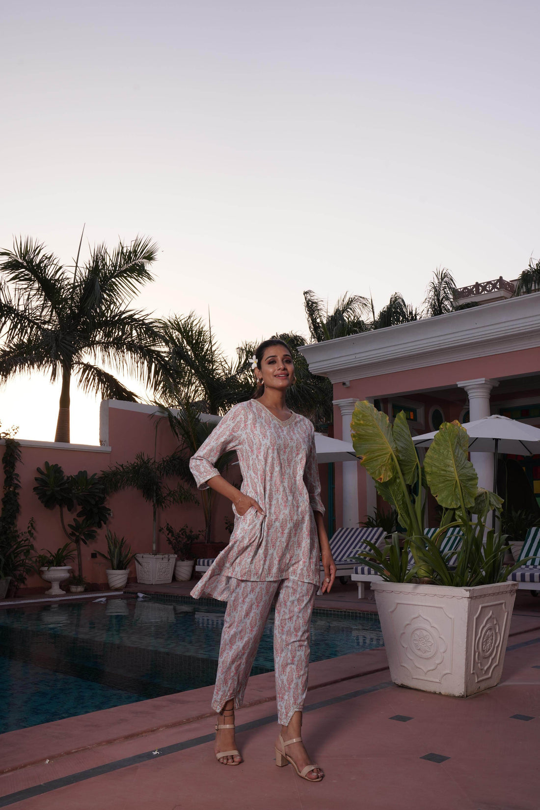 Henna Pink Cotton Co-Ord Set - BulBul