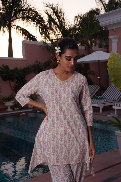 Henna Pink Cotton Co-Ord Set - BulBul