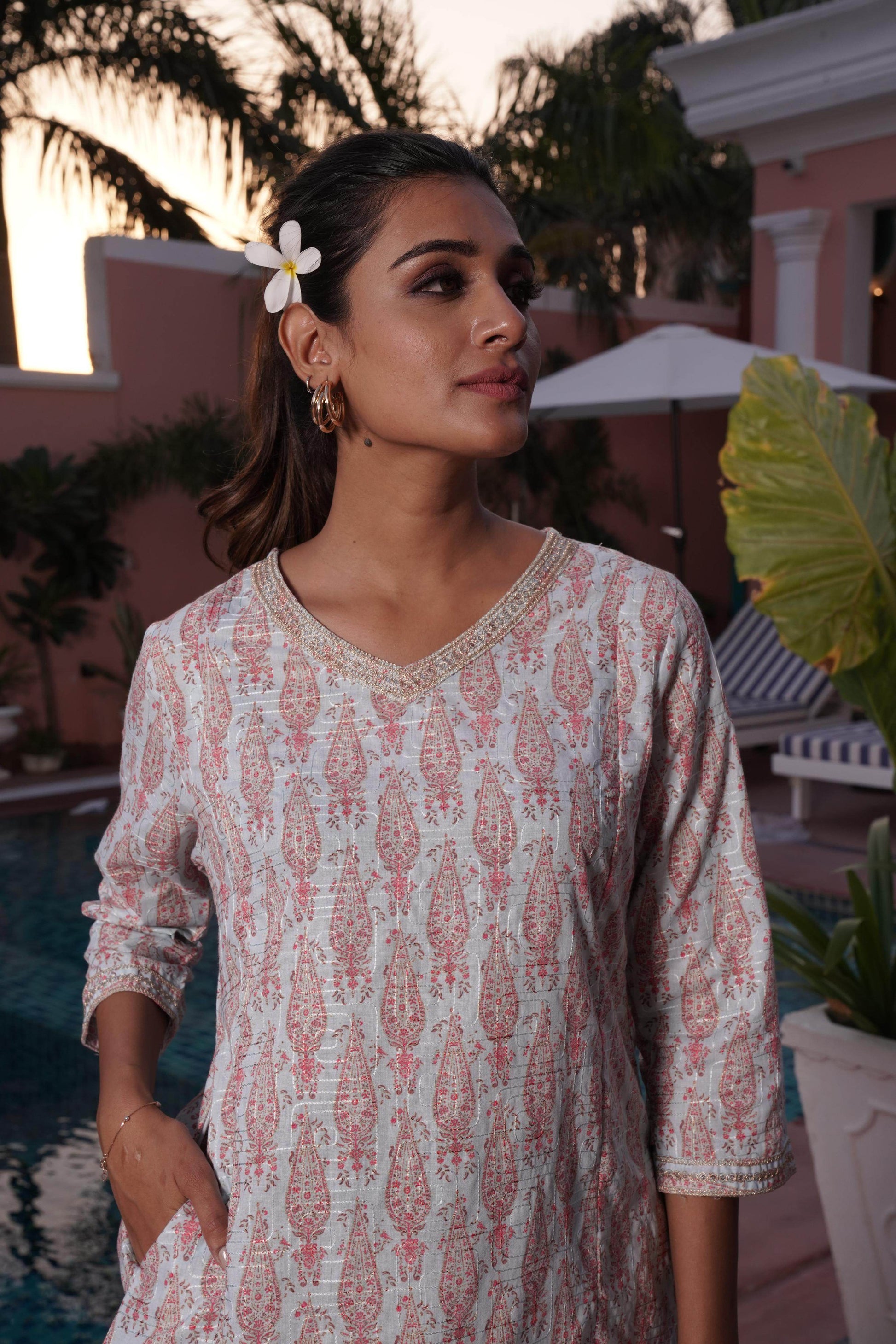 Henna Pink Cotton Co-Ord Set - BulBul