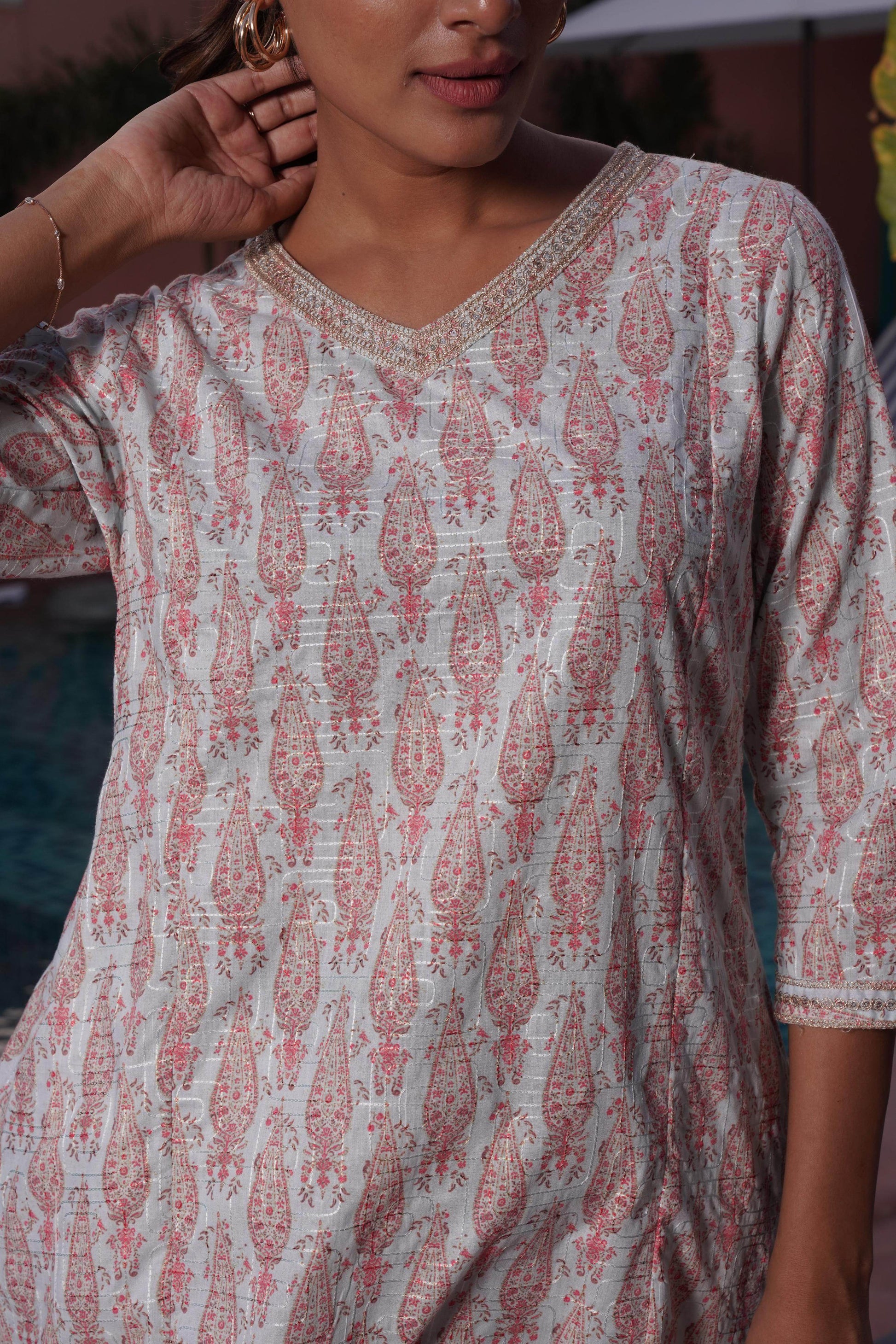 Henna Pink Cotton Co-Ord Set - BulBul