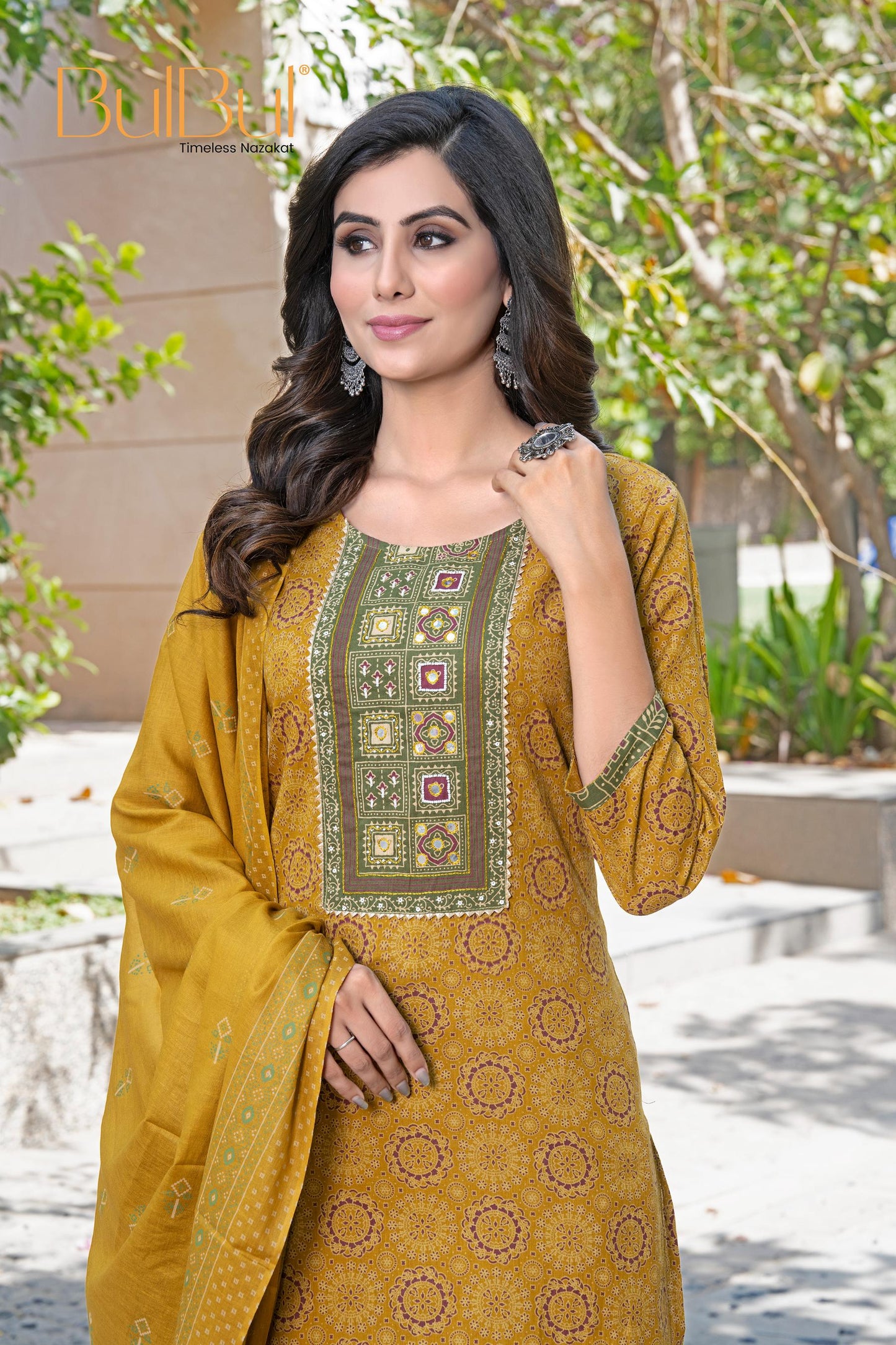 Aaliya Bright Mustard Cotton Kurta Set with Dupatta