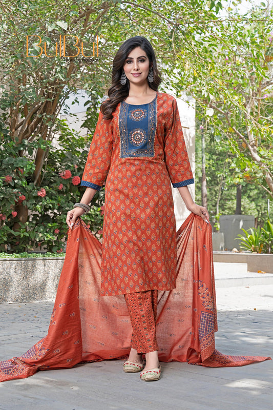 Aaliya Elegance Rust Kurta Set with Dupatta