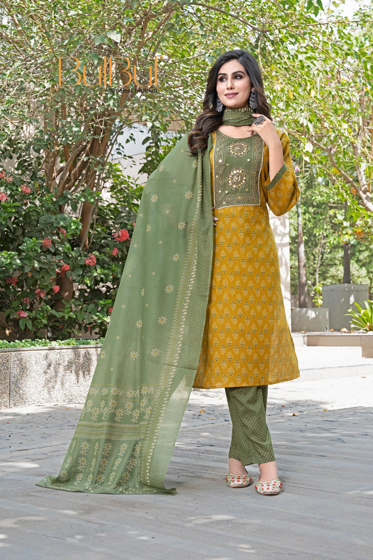 Aaliya Warm Mustard Cotton Kurta Set with Dupatta