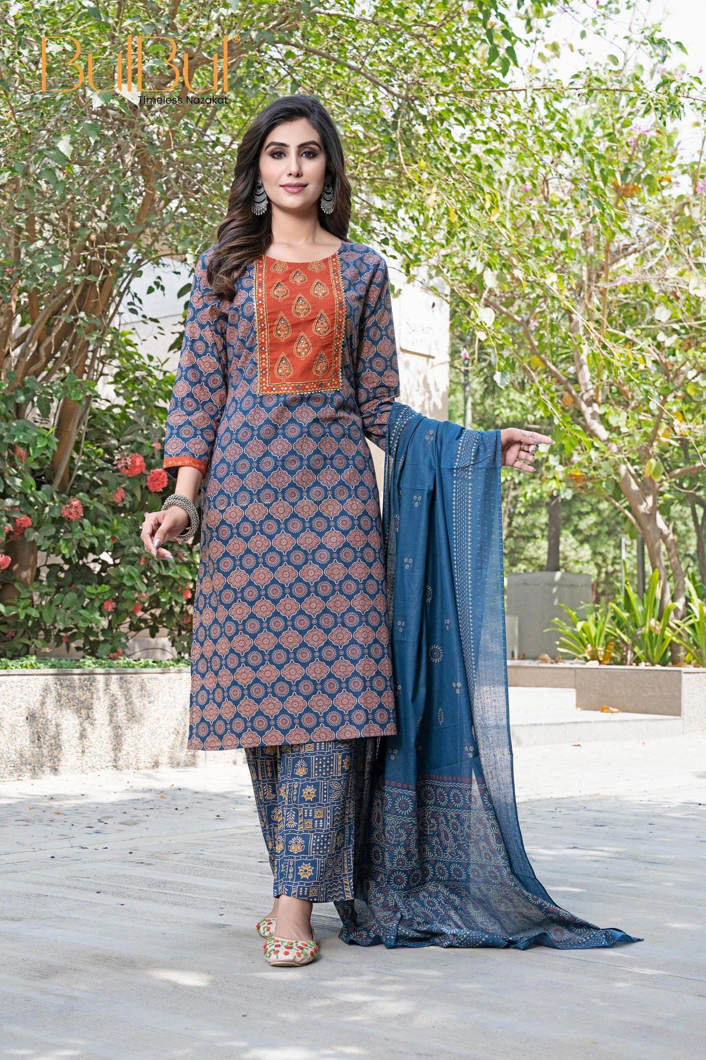 Aaliya Classic Cotton Navy Kurta Set with Dupatta