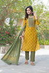 Aaliya Mustard Cotton Kurta Set with Dupatta