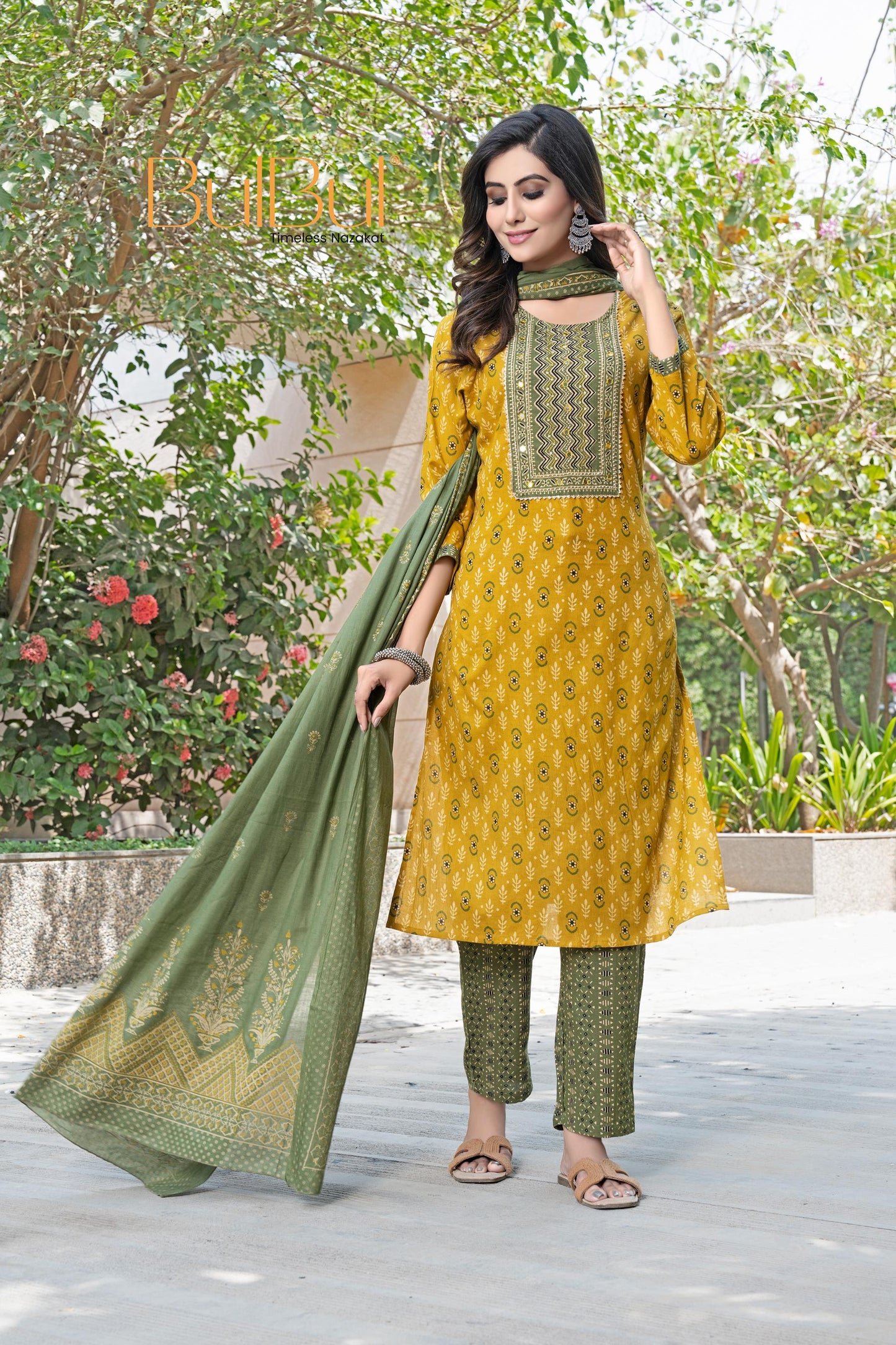 Aaliya Mustard Cotton Kurta Set with Dupatta