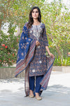 Embroidered Chanderi Navy Kurta Set with Dupatta