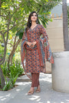 Fashionista Rust Cotton Kurta Set with Dupatta