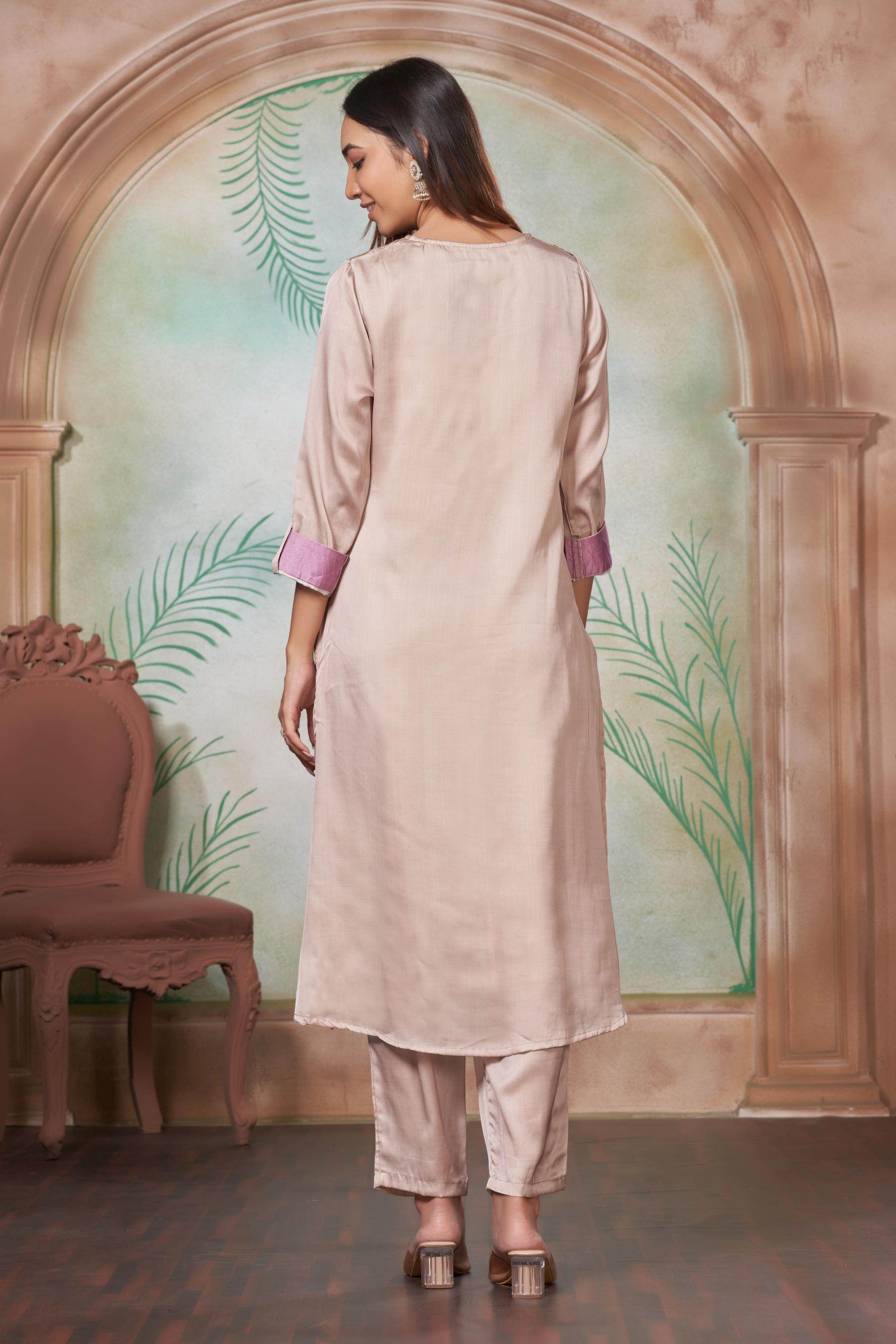 Arwa Silk Brown Kurta Set - BulBul