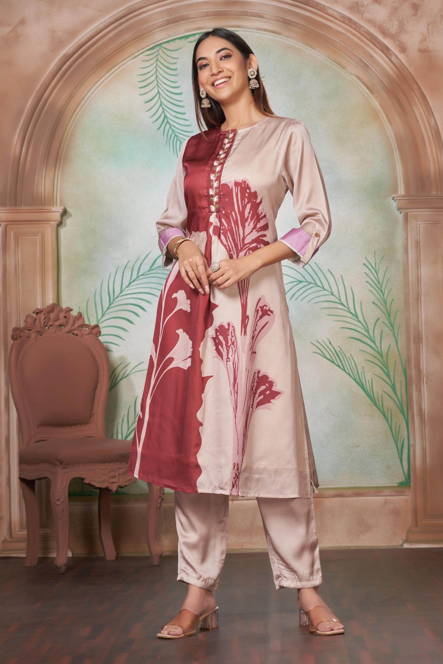 Arwa Silk Brown Kurta Set - BulBul