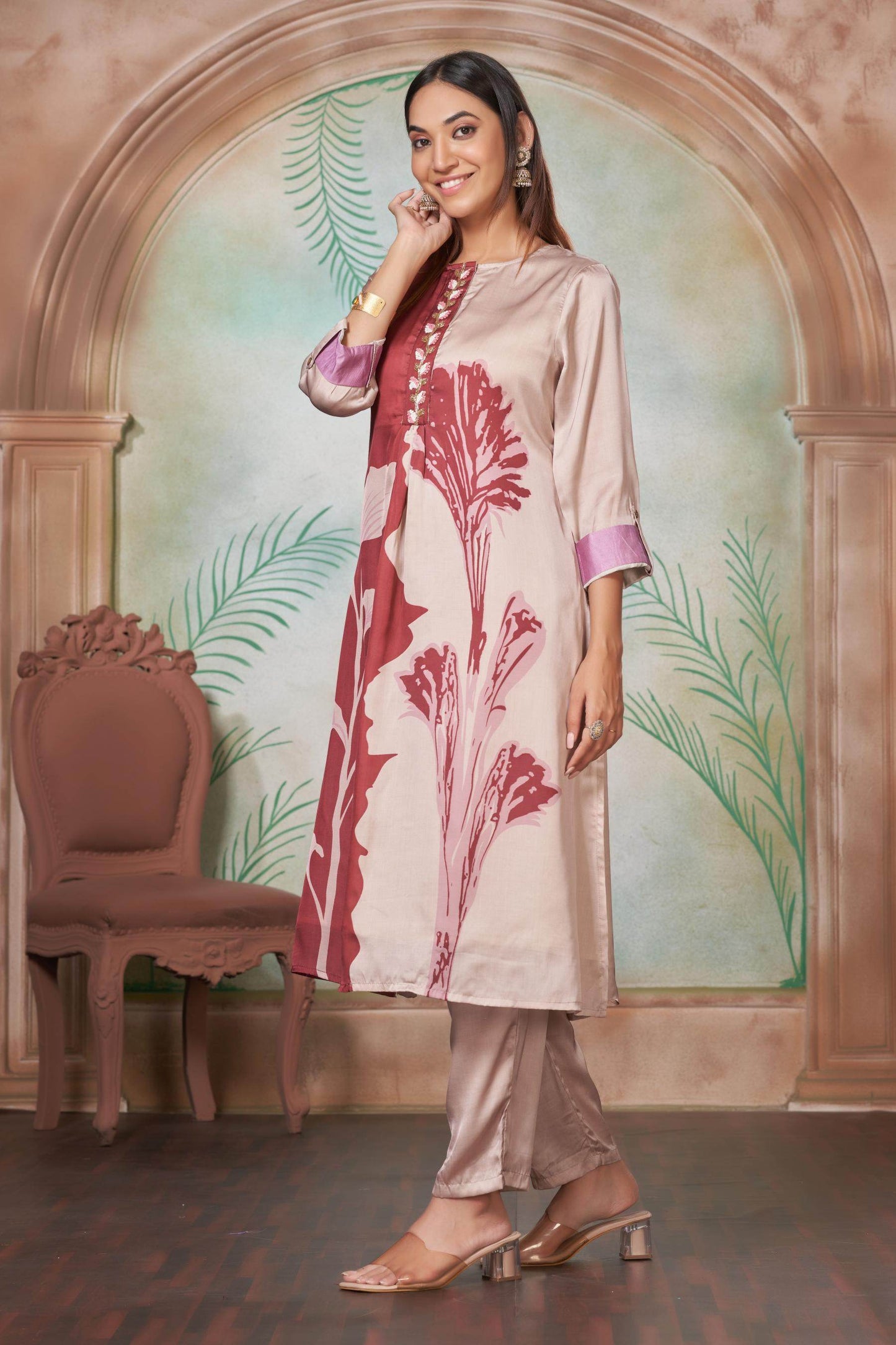 Arwa Silk Brown Kurta Set - BulBul