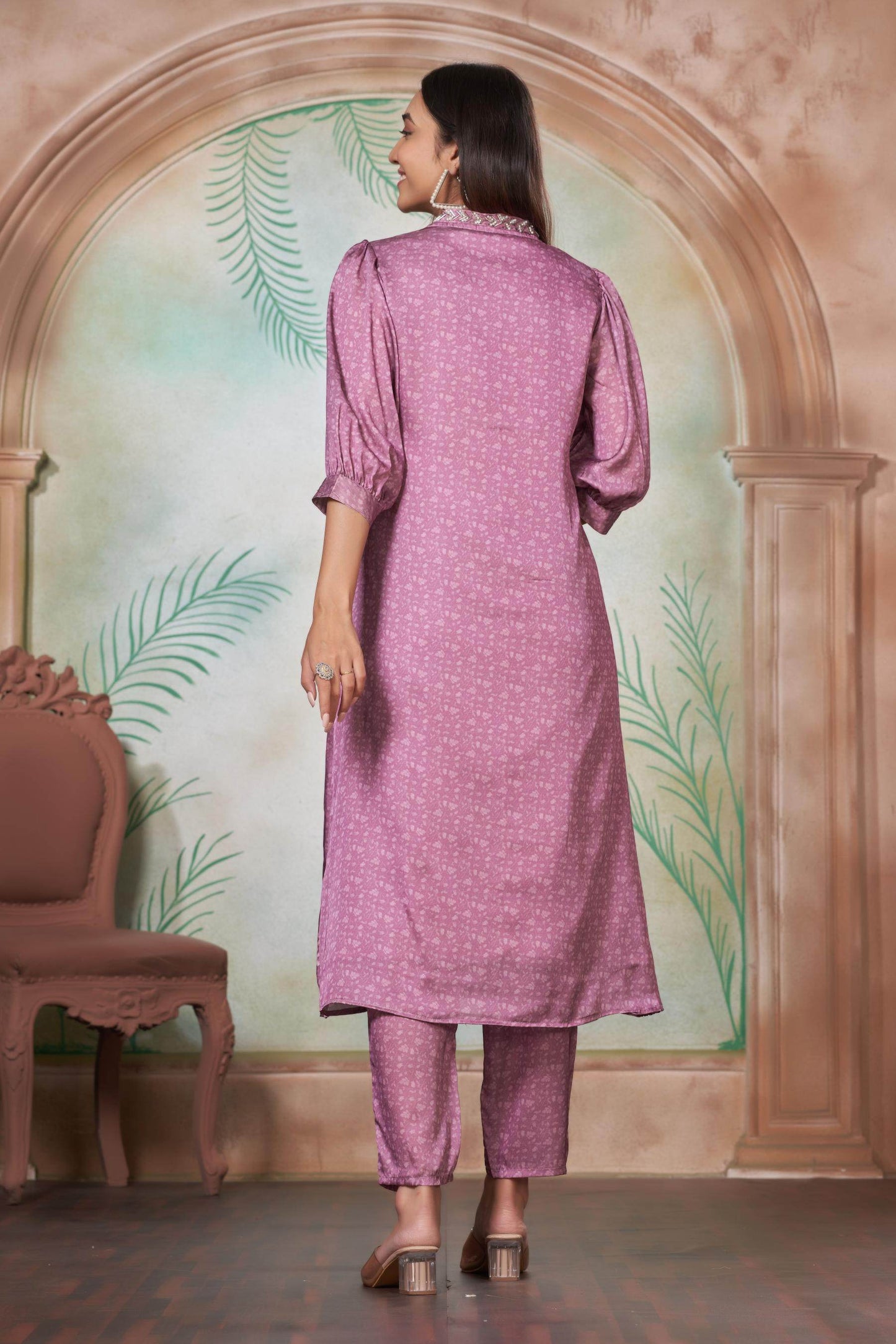Reeva Silk Lavender Kurta Set - BulBul