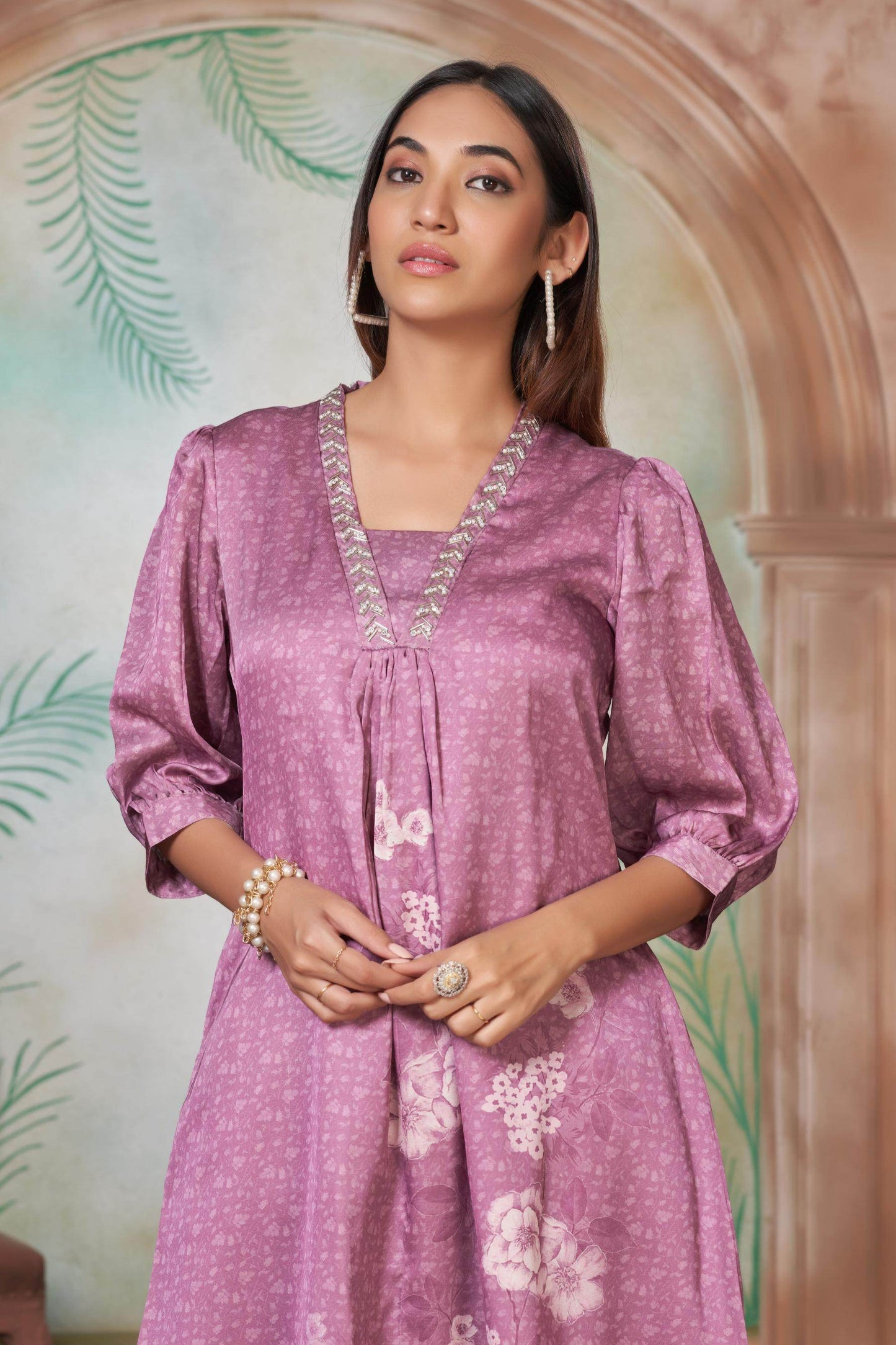 Reeva Silk Lavender Kurta Set - BulBul