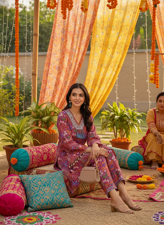 Dharvi Chanderi Fuschia Co-Ord Set