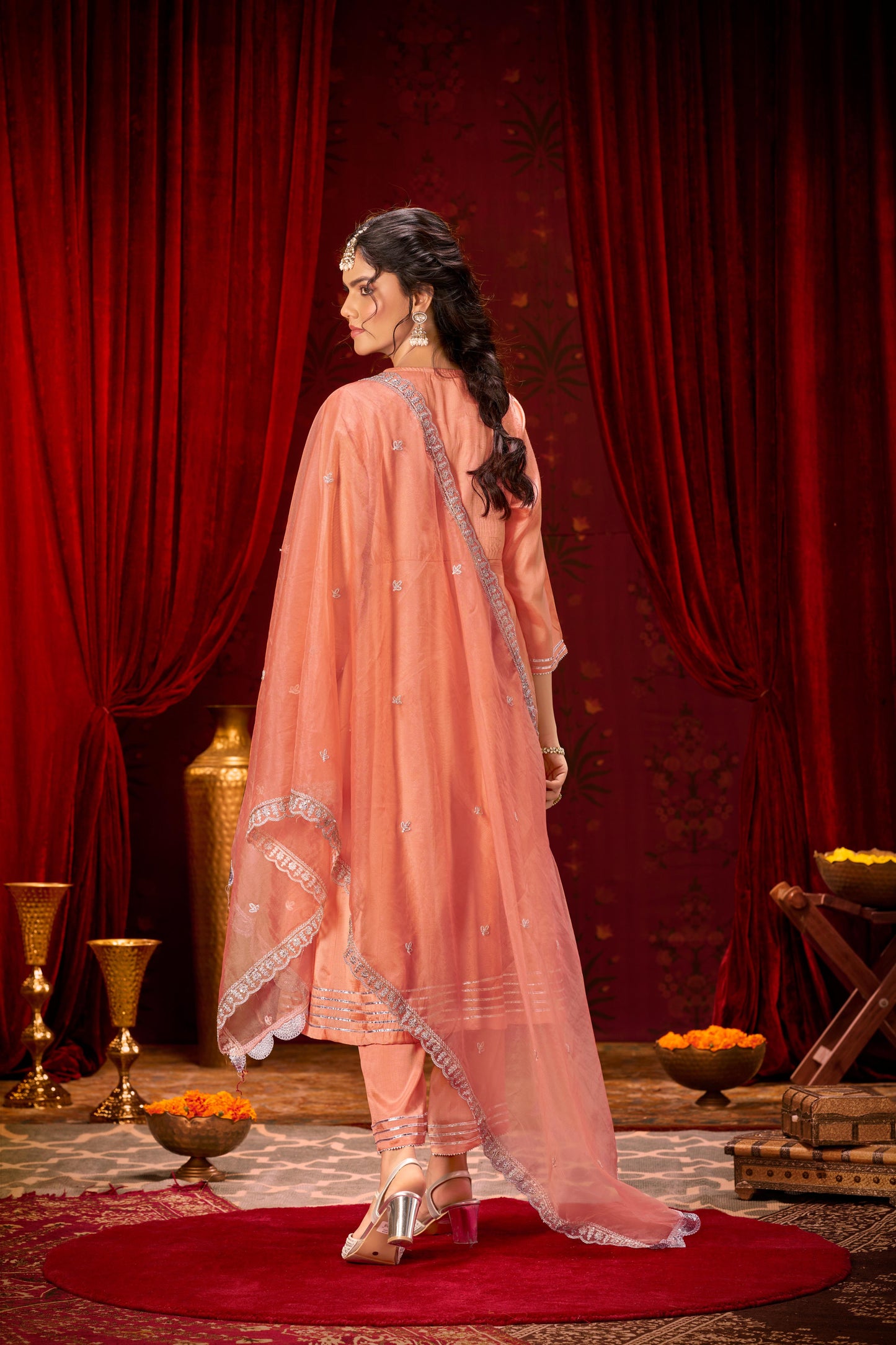 Indu Muslin Peach Kurta Set with Dupatta