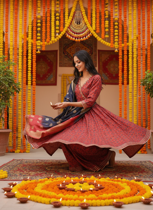 Inayat Chanderi Red Kurta Set with Dupatta