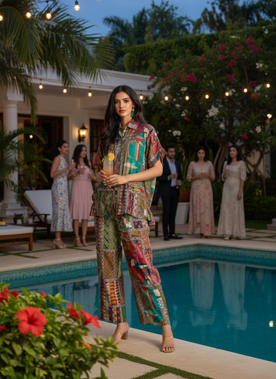 Kate Beige Chanderi Co-Ord Set