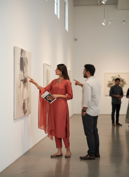 Mira Rust Chanderi Silk Kurta Set with Zari Embroidered Neckline, Sleeve & Bottom Border and Sequin Work Dupatta with Cotton Mul Lining